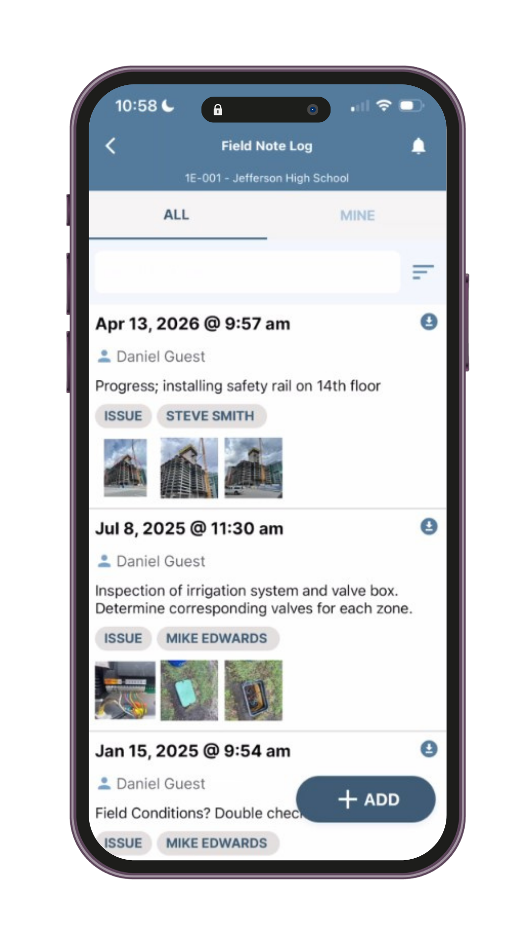Field Note Log Mobile