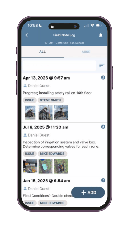 Construction Project Field Notes Software | eSUB Cloud