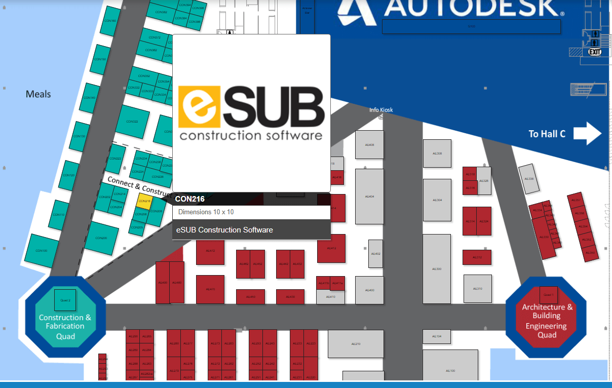 Map to eSUB Booth at Autodesk University