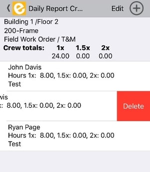 Field Works - Daily Report Crew Hours
