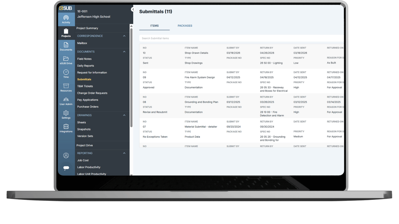 Submittal Log Web