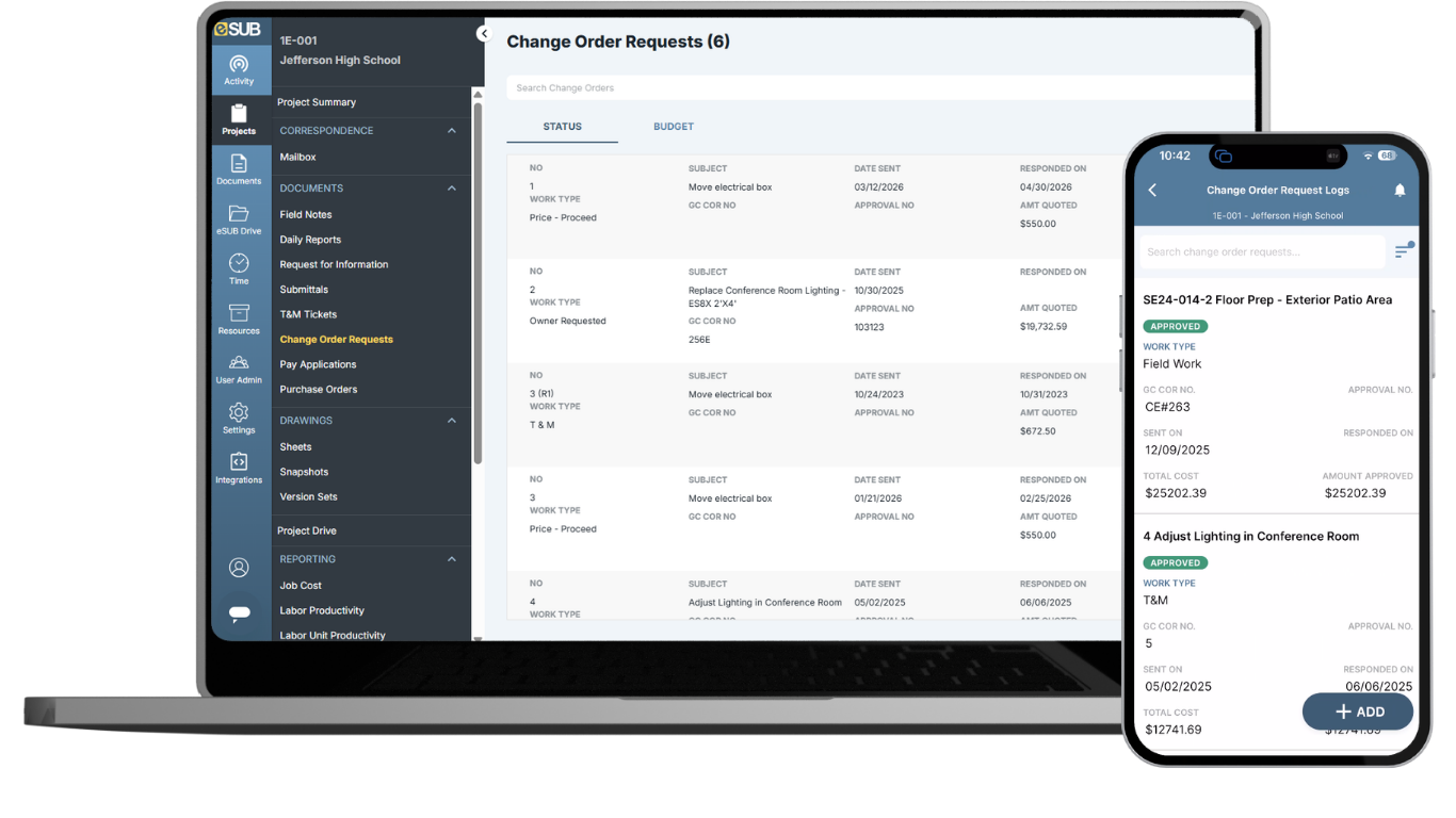 Change Order Log Web&Mobile