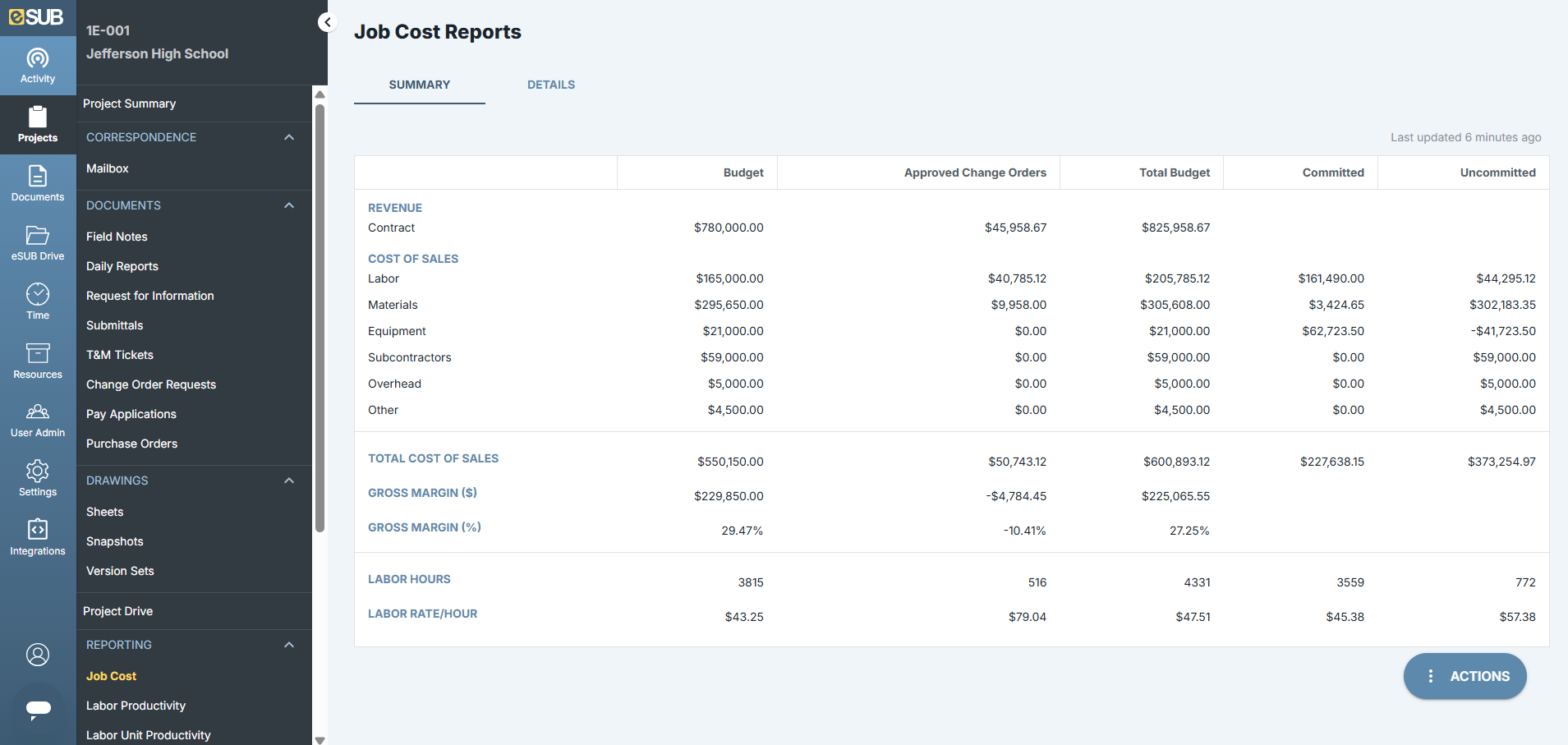 Job Cost Reports Web