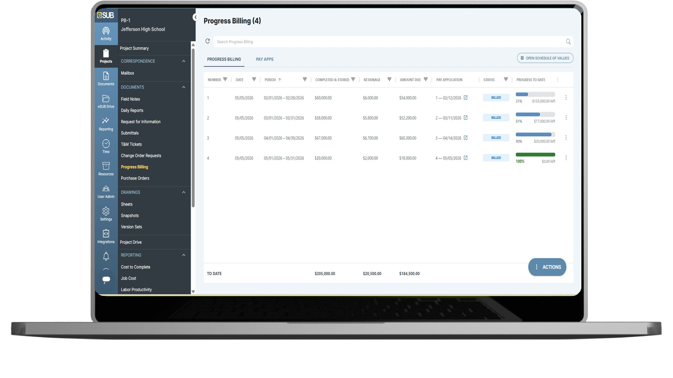 Progress Billing Web