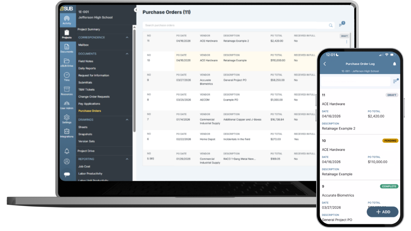 Purchase Order Log Web&Mobile