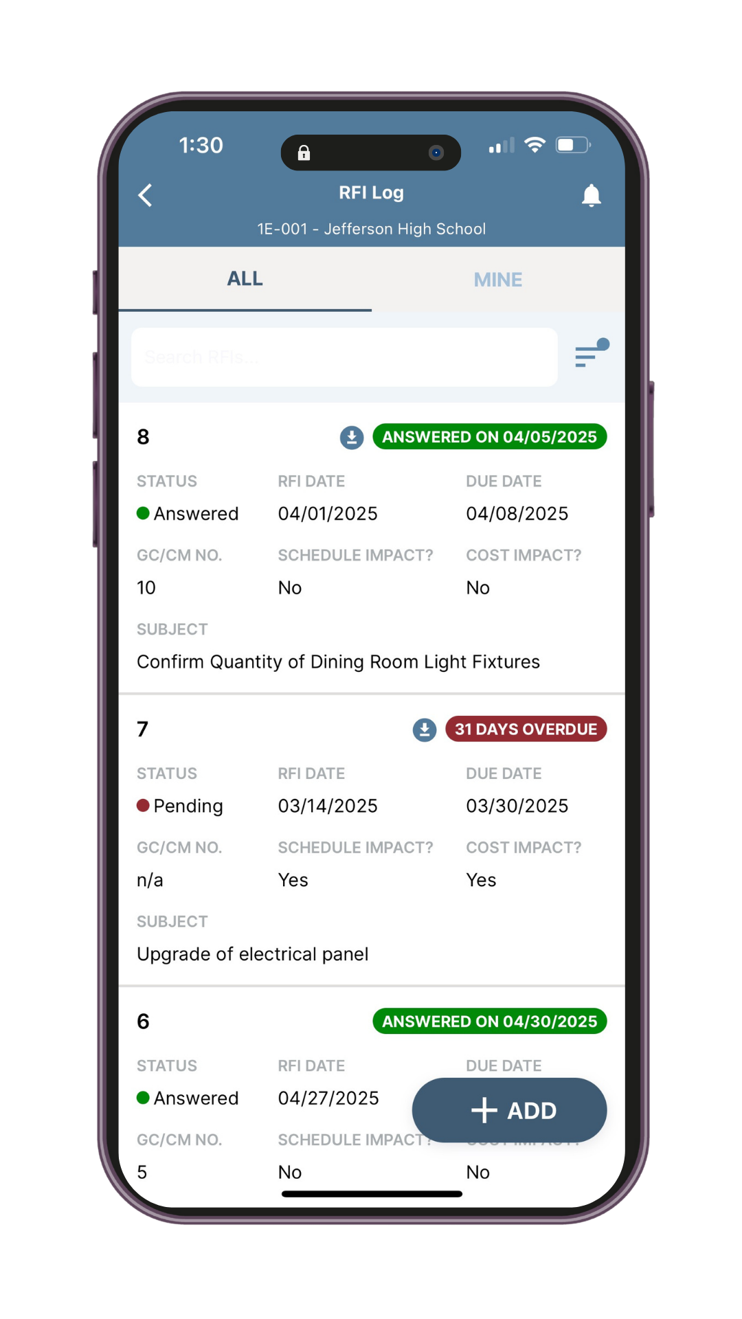 RFI Log Mobile RFI Log Mobile