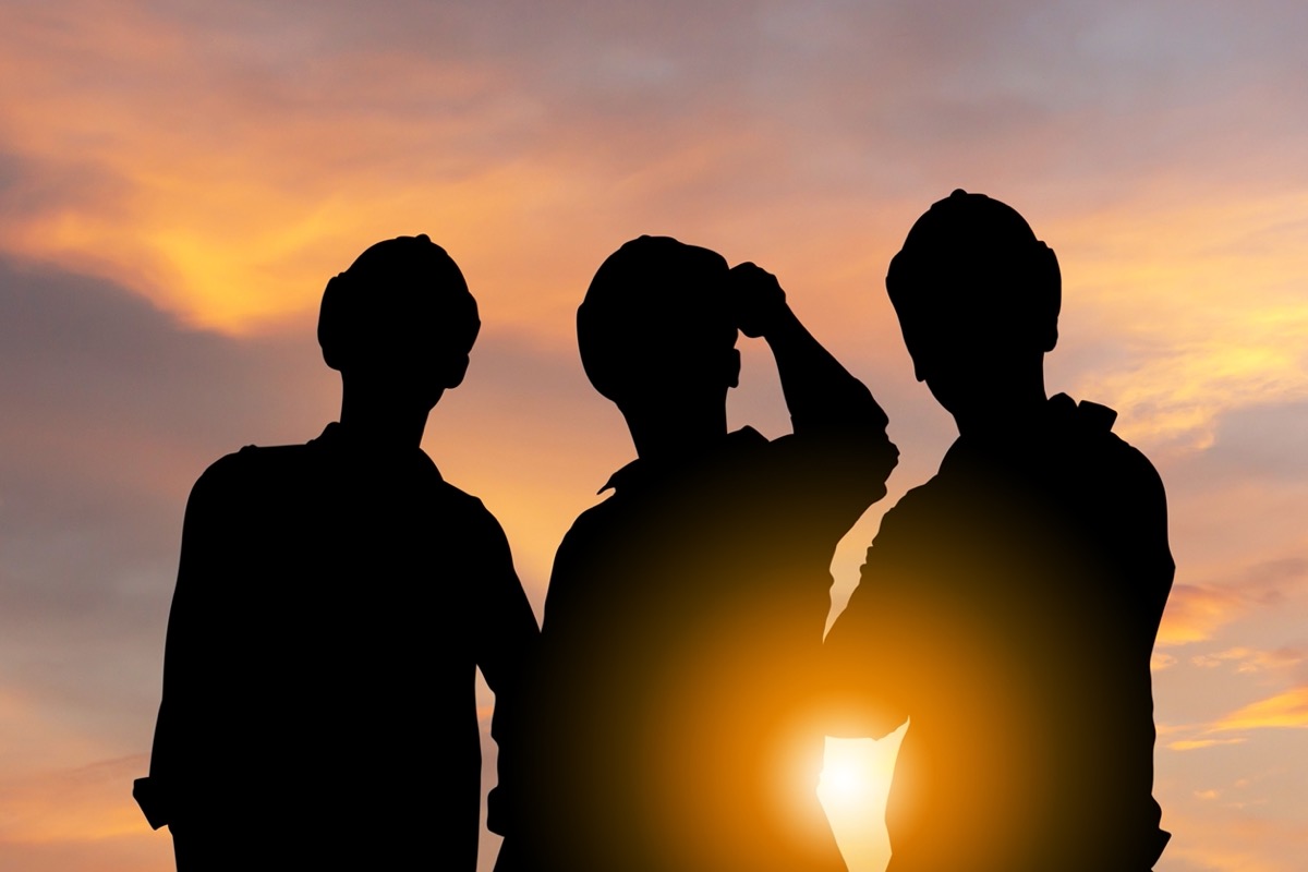 Silhouette of construction team; partnerships concept