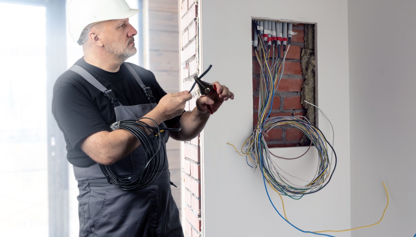 Electrician at work; AI electrical construction concept