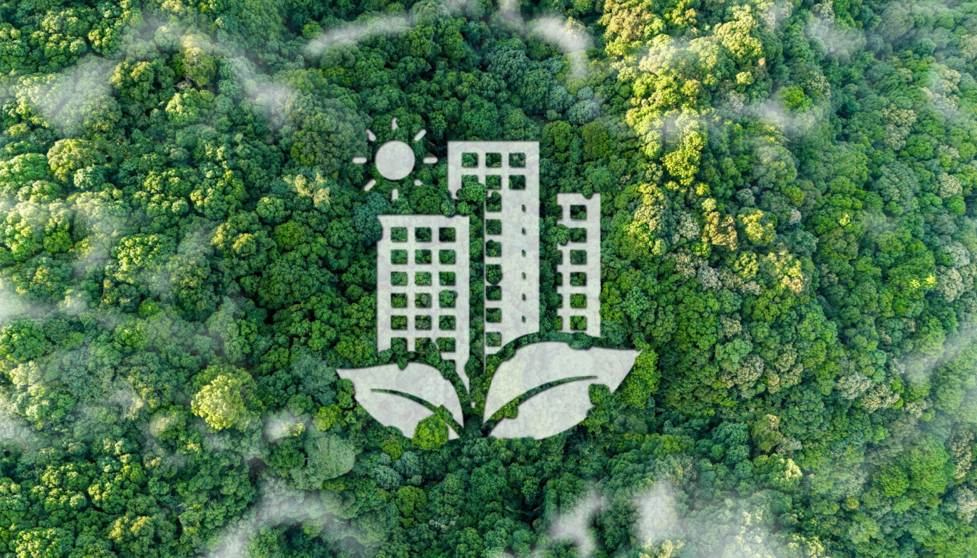 Sustainable green building; environmental benefits concept